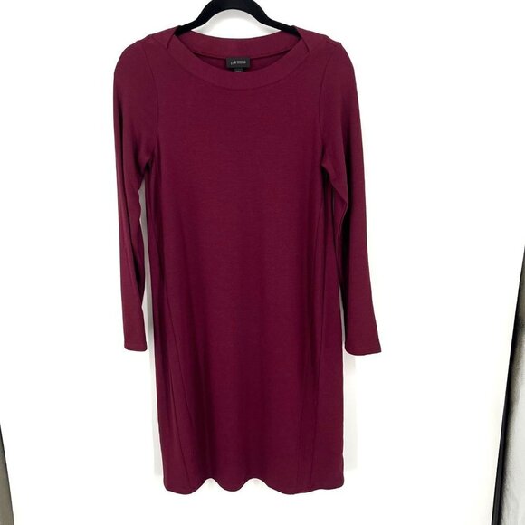 J Jill Wearever Collection Sweater Midi Dress Size XS Burgundy Casual Boat Neck - Picture 1 of 11